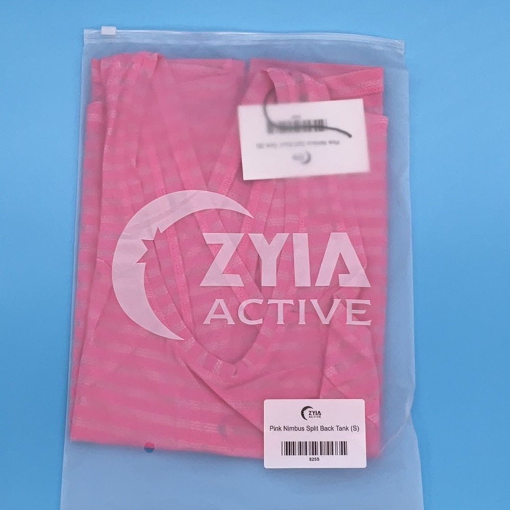 Zyia Pink Nimbus Split Back Tank – Mesh Stripe Open Back Tank S NWT